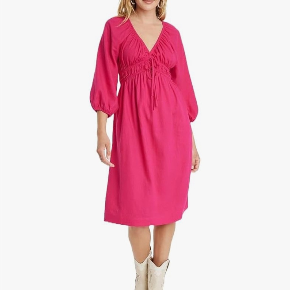 NWOT Universal Thread Hot Pink V-Neck MIDI Dress